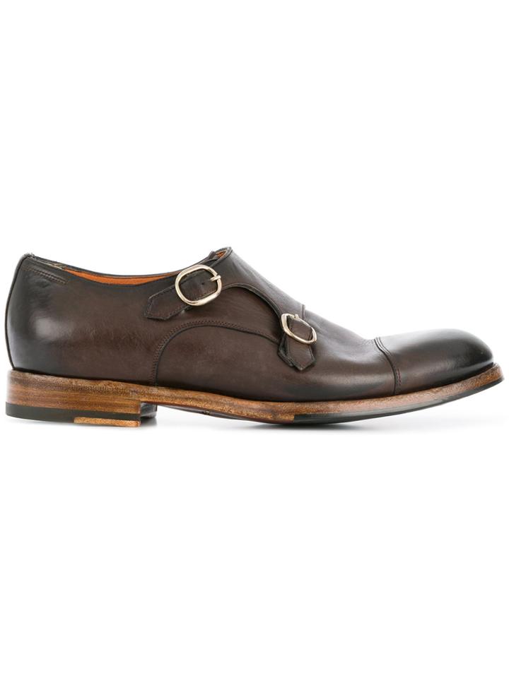 Santoni Distressed Monk Shoes - Brown