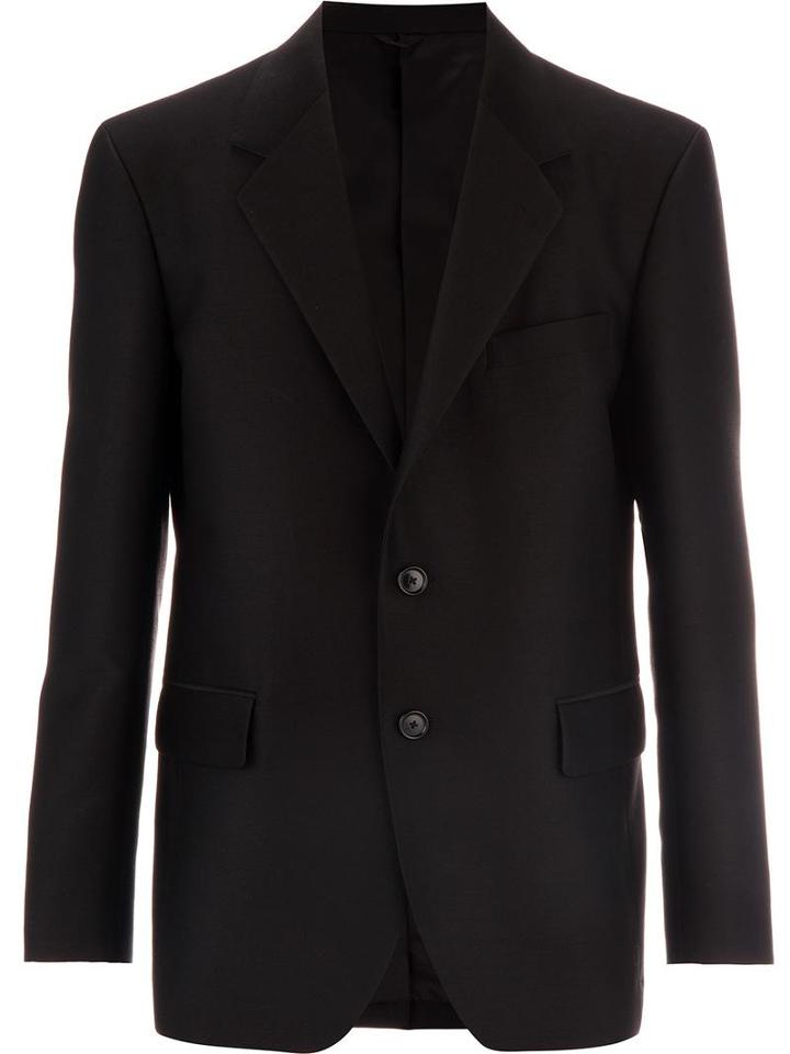 H Beauty & Youth. Fitted Blazer, Men's, Size: Large, Black, Silk/cupro/wool