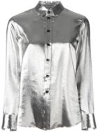 Saint Laurent Long Sleeve Shirt, Women's, Size: 36, Grey, Silk/polyester