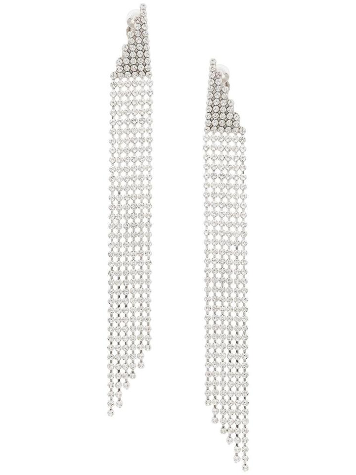 Saint Laurent Crystal Cascade Earrings - Silver
