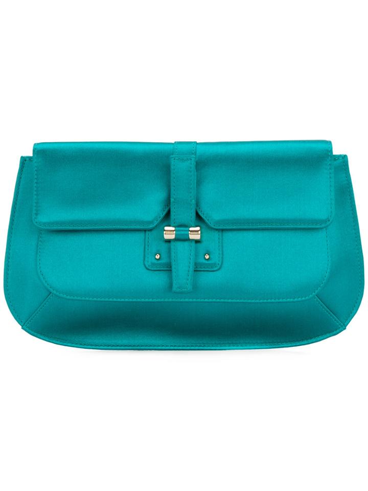 Yves Saint Laurent Vintage Satin Clutch - Green