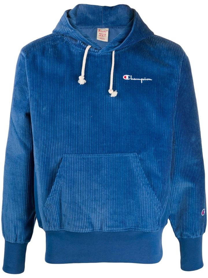 Champion Textured Ribbed Hoodie - Blue