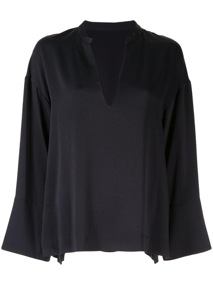 Des Prés Long-sleeve Flared Top - Black