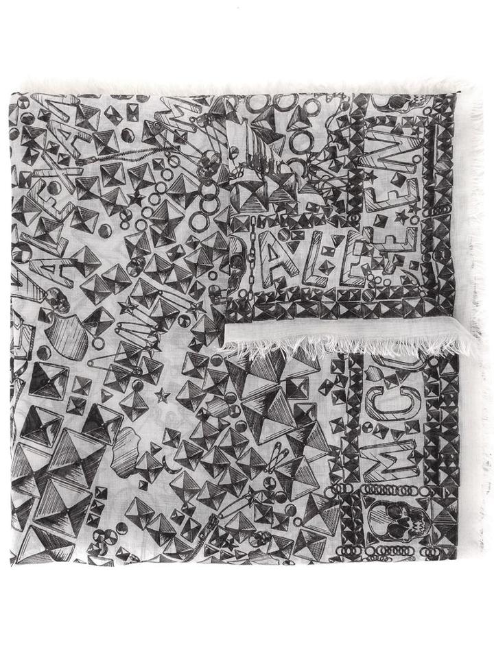 Alexander Mcqueen Stud Print Scarf, Women's, Green, Silk/modal