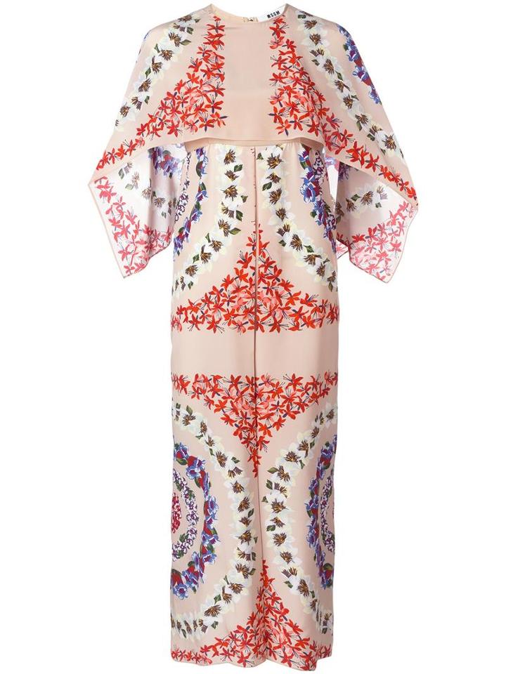 Msgm Geometric Print Shift Dress, Women's, Size: 46, Nude/neutrals, Silk