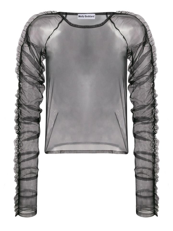 Molly Goddard Ruffled Trim Sheer Top - Black