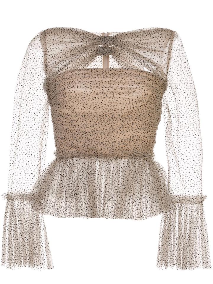 Khaite Joey Ruched Tulle Top - Neutrals
