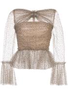 Khaite Joey Ruched Tulle Top - Neutrals