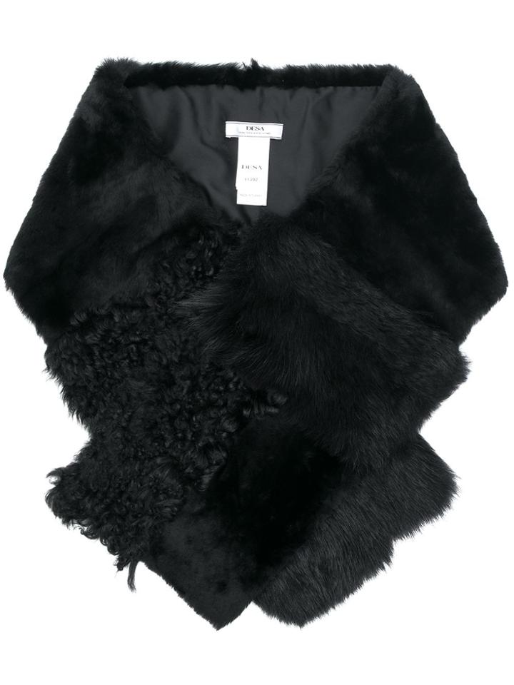 Desa 1972 Shearling Oversized Scarf - Black