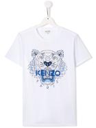 Kenzo Kids Teen Signature Tiger T-shirt - White