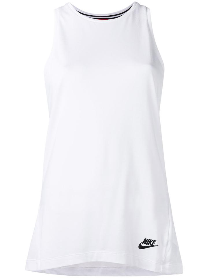 Nike Logo Print Tank Top, Women's, Size: Medium, White, Polyester/modal