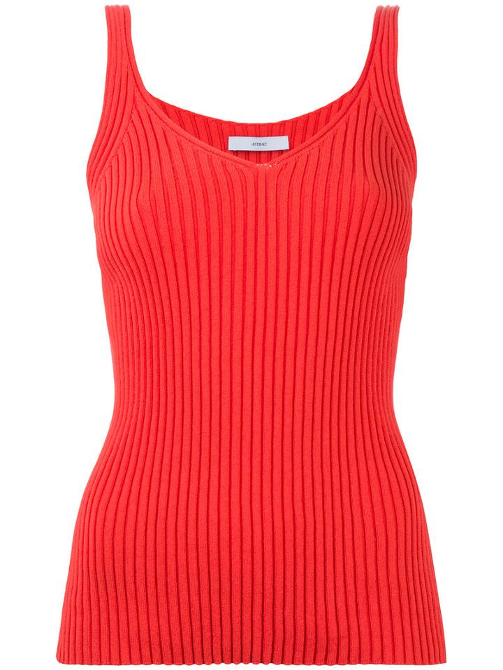 Astraet - V-neck Top - Women - Cotton - One Size, Red, Cotton