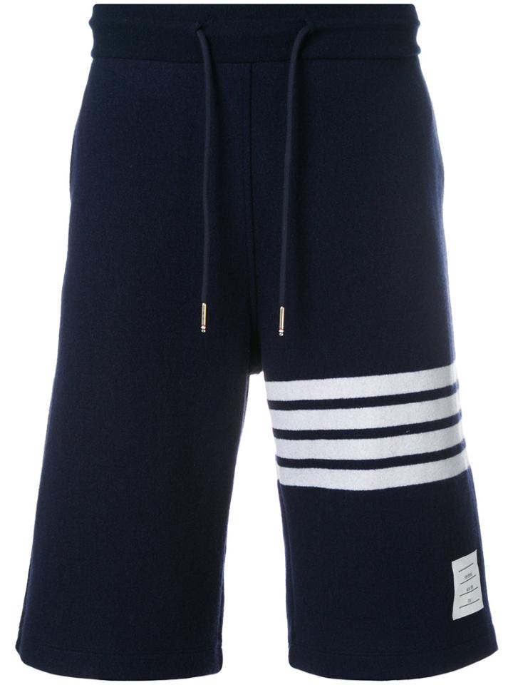 Thom Browne Engineered 4-bar Stripe Cashmere Shell Sweat Shorts - Blue