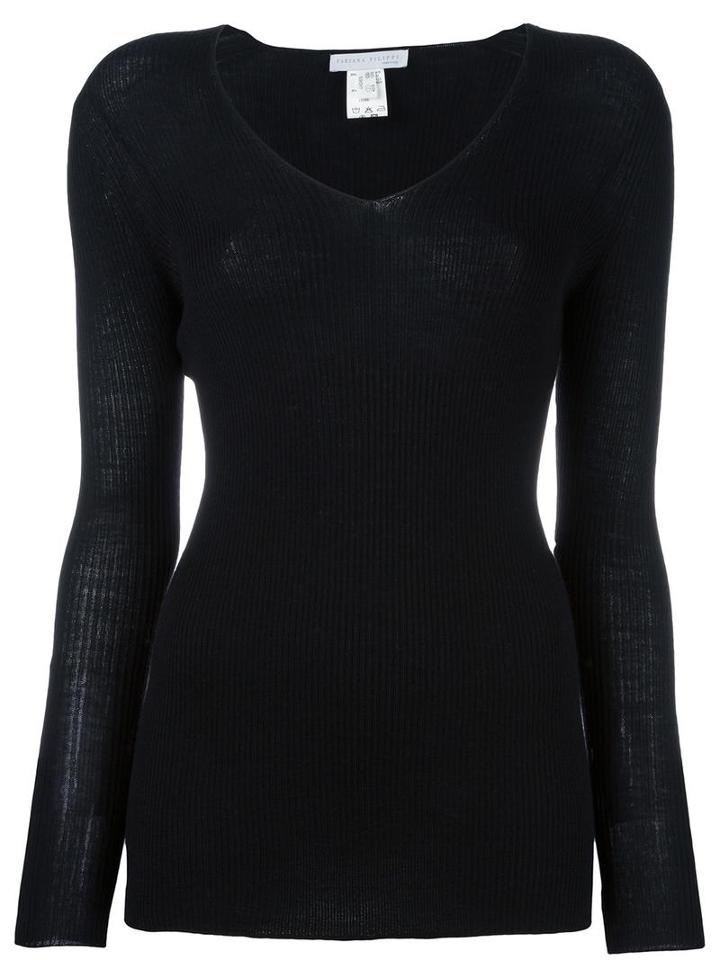 Fabiana Filippi V-neck Jumper, Women's, Size: 44, Black, Spandex/elastane/merino