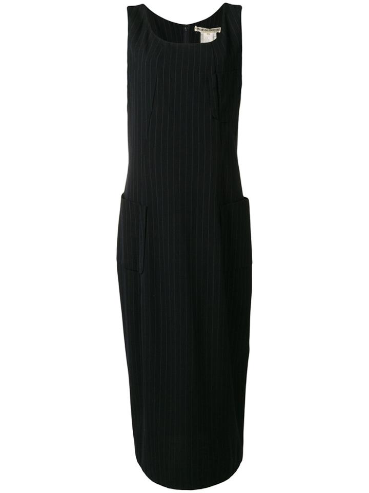 Comme Des Garçons Vintage 1992 Pinstriped Midi Dress - Black
