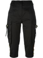 Balmain Cropped Trousers, Women's, Size: 38, Black, Cotton/spandex/elastane