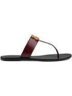Gucci Leather Thong Sandal With Double G - Red