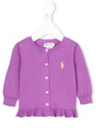 Ralph Lauren Kids - Frill Hem Cardigan - Kids - Cotton - 3 Mth, Pink/purple