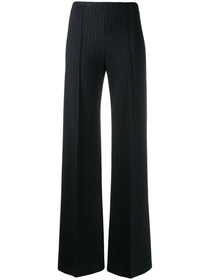 Theory Pinstripe Wide Leg Trousers - Blue