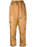 Mes Demoiselles - Printed Autan Pants - Women - Silk - 38, Nude/neutrals, Silk