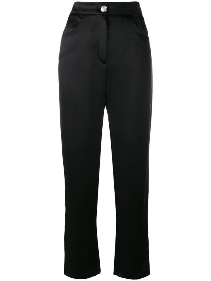 Balmain High-waisted Silk Trousers - Black
