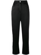Balmain High-waisted Silk Trousers - Black