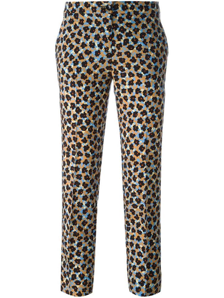 Etro Printed Cropped Trousers, Women's, Size: 46, Black, Wool