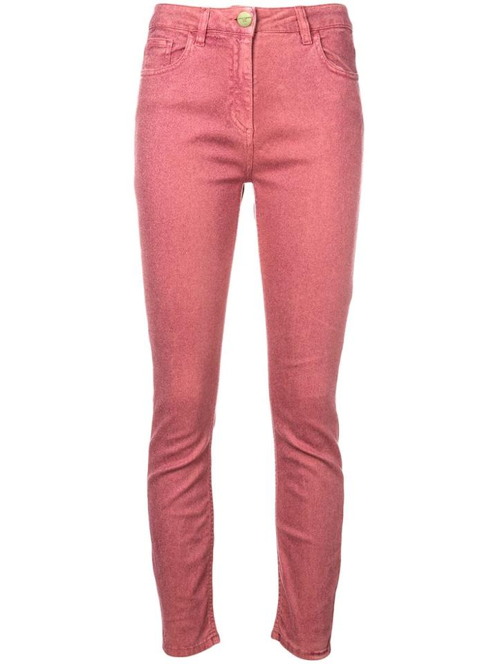 Elisabetta Franchi Glitter Embellished Skinny Jeans - Pink & Purple