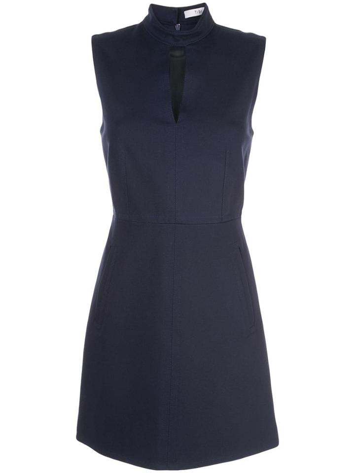 Tibi A-line Key Hole Dress - Blue