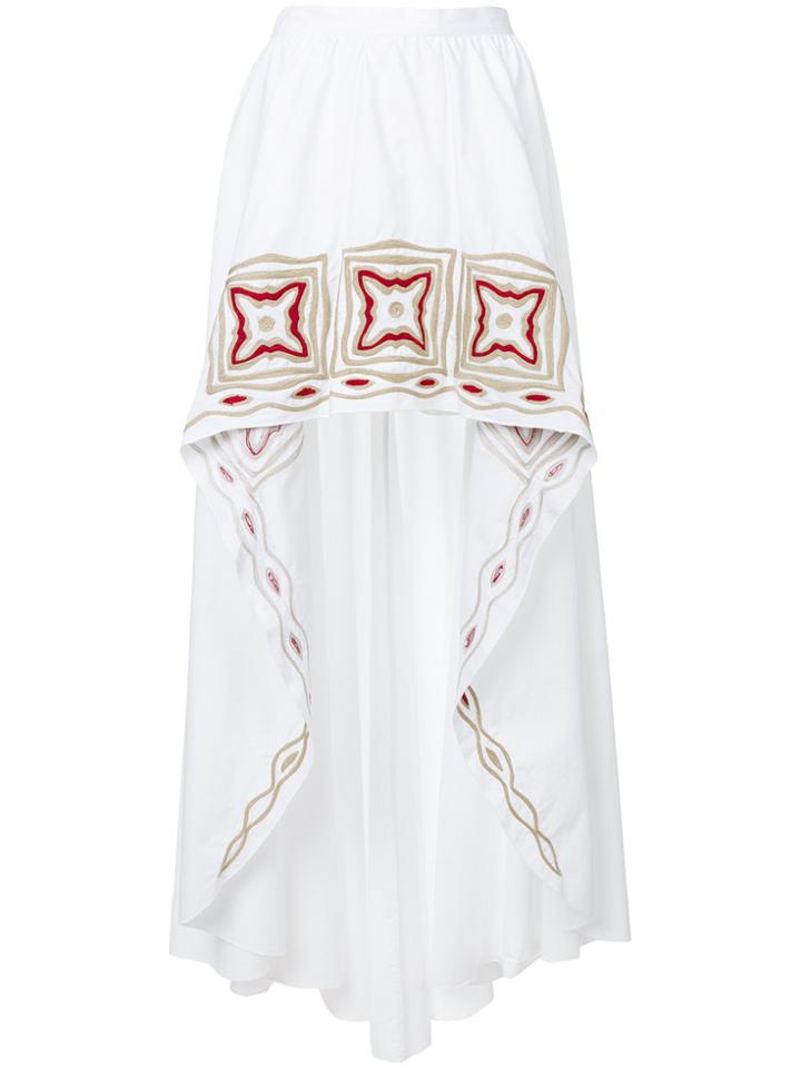 Wandering Embroidered Asymmetric Skirt - White