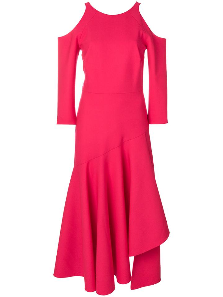 Temperley London Cold Shoulder Flared Dress - Pink & Purple