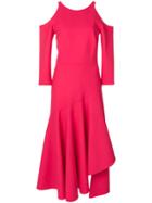 Temperley London Cold Shoulder Flared Dress - Pink & Purple