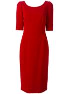 Dolce & Gabbana Scoop Neck Fitted Dress, Women's, Size: 44, Red, Viscose/acetate/spandex/elastane/silk