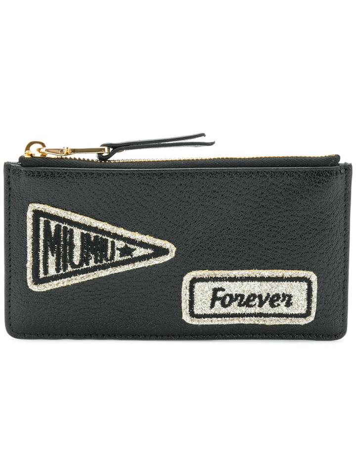 Miu Miu Patch Embellished Zip Wallet - Black