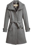 Burberry Belted Mid-length Coat - Grey
