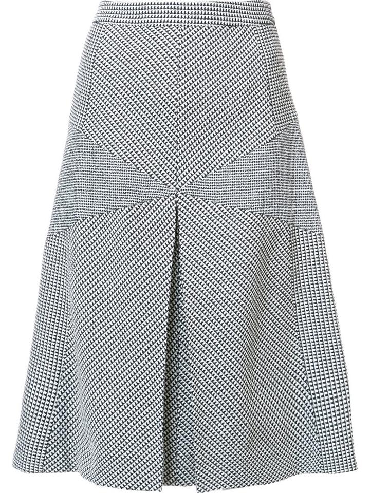 Derek Lam Contrast Panel Flared Skirt, Women's, Size: 38, Black, Virgin Wool/polyimide