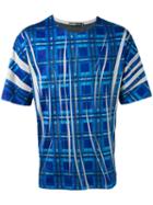 Issey Miyake Men Printed T-shirt, Size: 1, Blue, Cotton/polyester