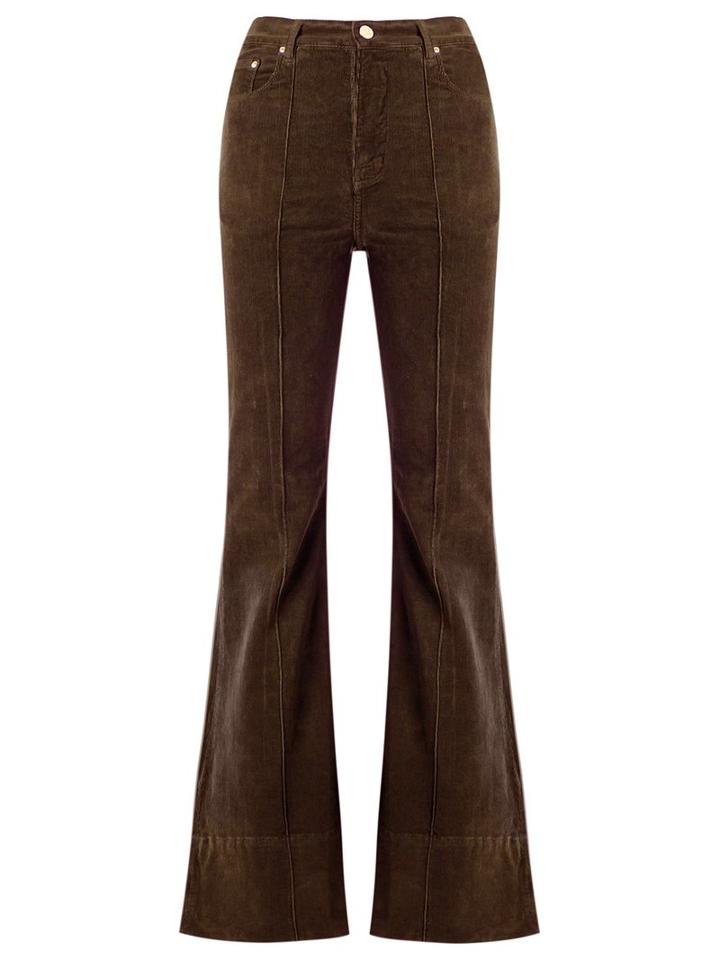 Amapô - High Waist Velvet Flared Trousers - Women - Cotton/elastodiene - 36, Brown, Cotton/elastodiene