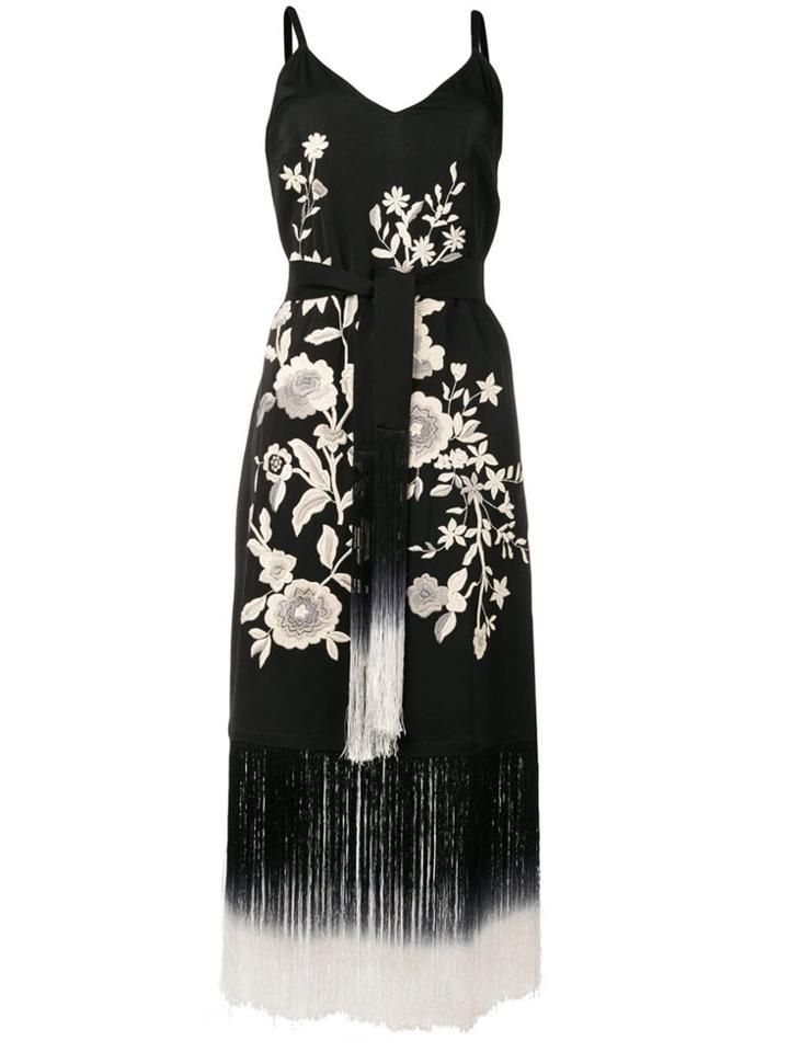 Twin-set Fringed Midi Dress - Black