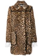 Philosophy Di Lorenzo Serafini - Double Breasted Leopard Print Coat - Women - Cotton/rabbit Fur/viscose - 38, Brown, Cotton/rabbit Fur/viscose
