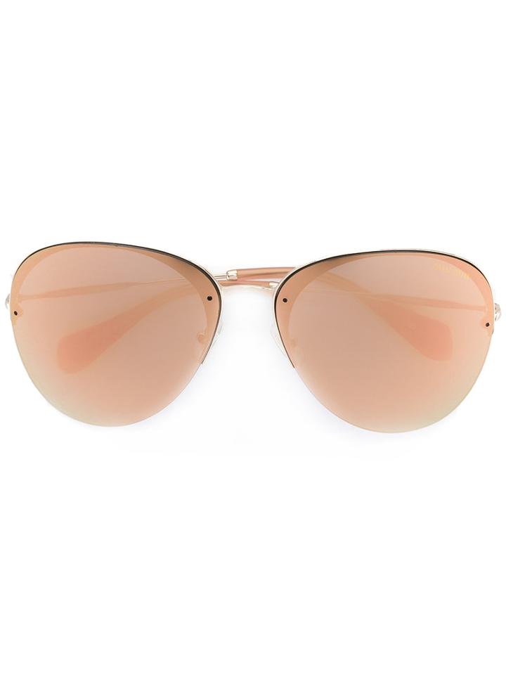 Miu Miu Eyewear - Aviator Sunglasses - Women - Metal - One Size, Women's, Grey, Metal