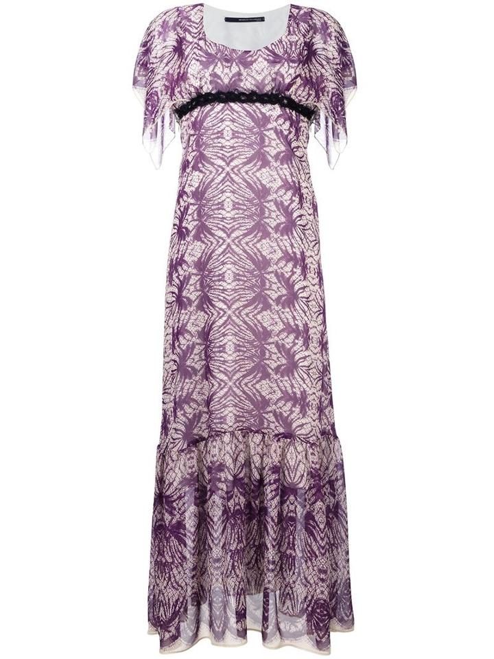 Maurizio Pecoraro Printed Long Dress, Women's, Size: 40, Pink/purple, Silk/polyester/spandex/elastane