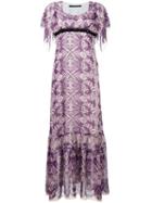 Maurizio Pecoraro Printed Long Dress, Women's, Size: 40, Pink/purple, Silk/polyester/spandex/elastane