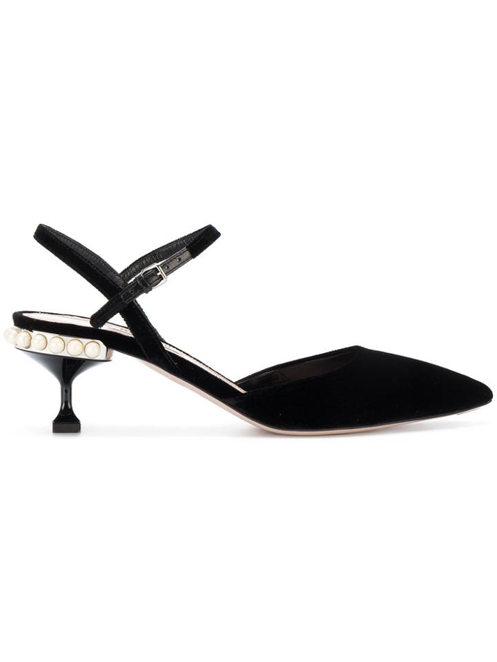 Miu Miu Kitten Heel D'orsay Pumps - Black