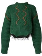 Self-portrait Cable Knit Jumper - Green