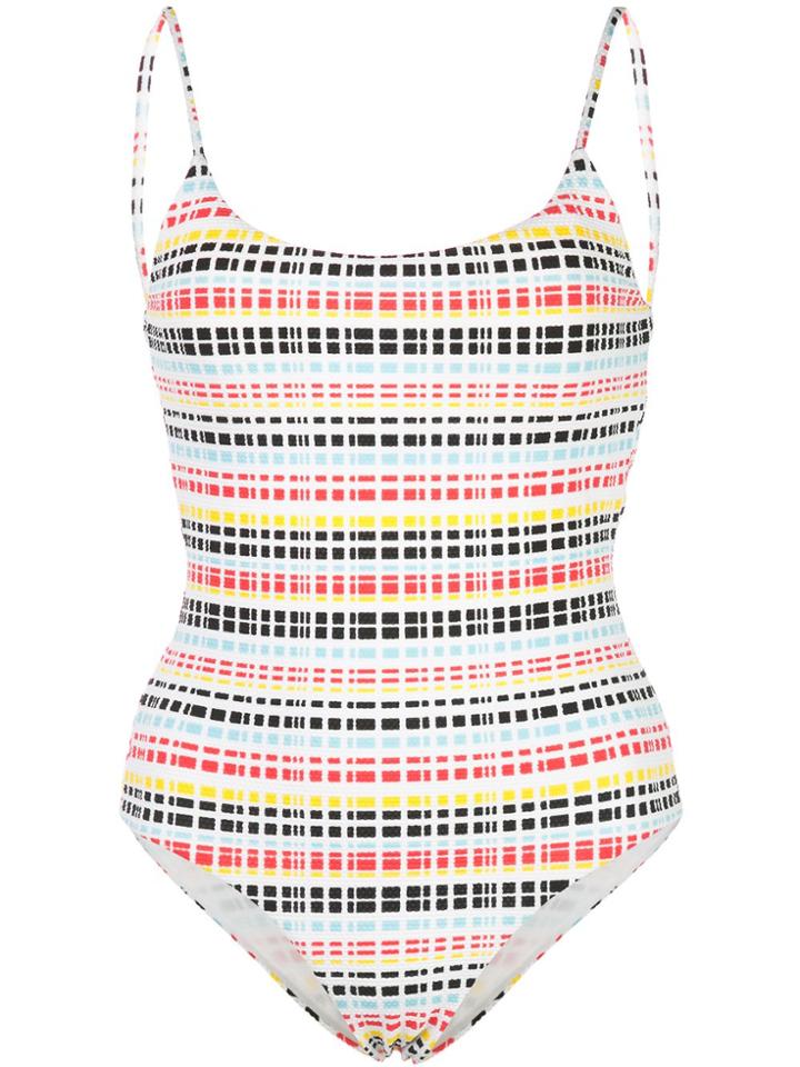Onia Gabriella Ribbon Stripe Swimsuit - White