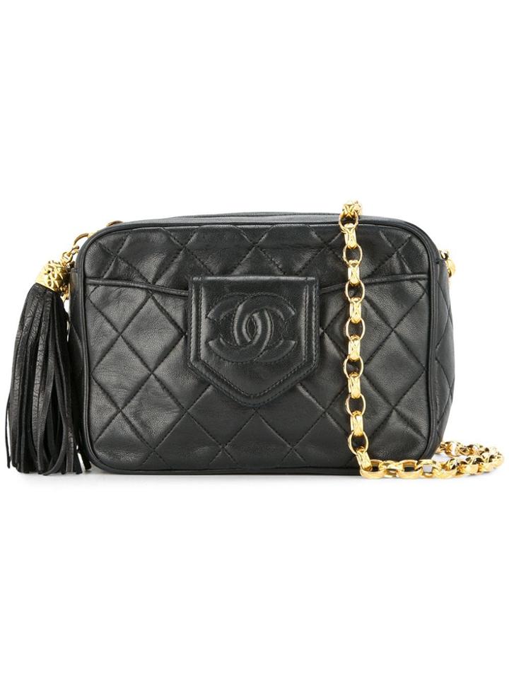 Chanel Vintage Tassel Quilted Shoulder Bag - Black