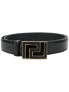 Versace Enameled Buckle Belt - Black