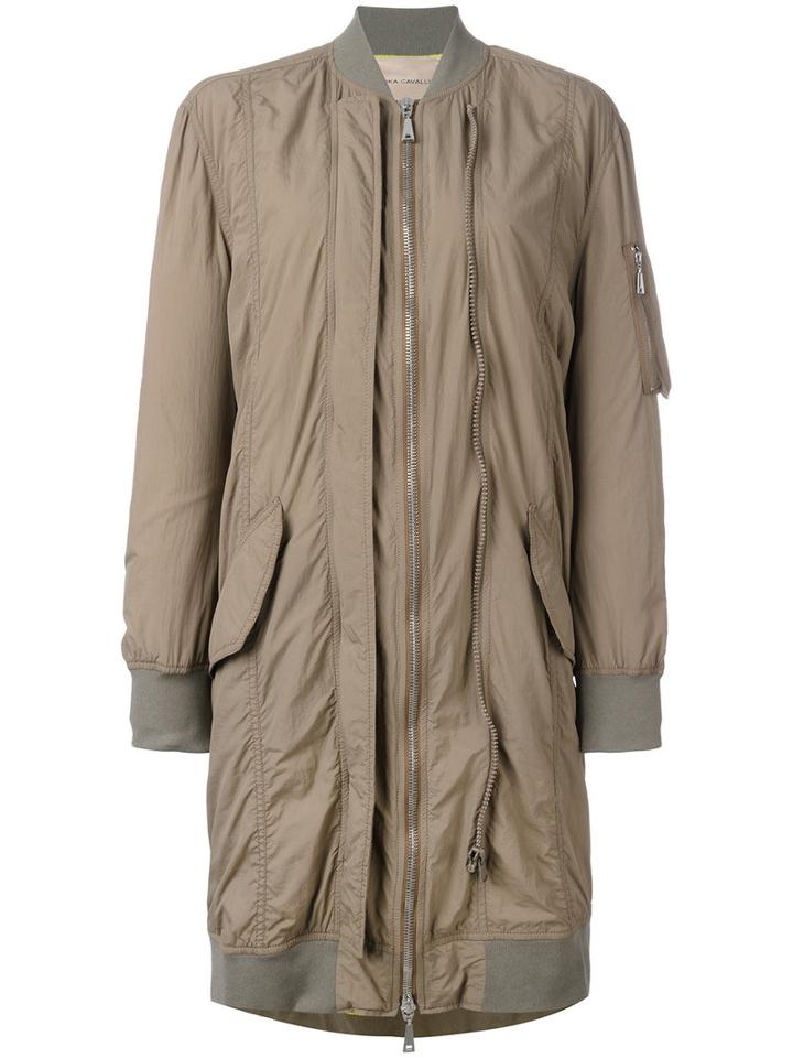 Erika Cavallini Midi Bomber Coat, Women's, Size: 40, Brown, Polyamide/polyester/cupro
