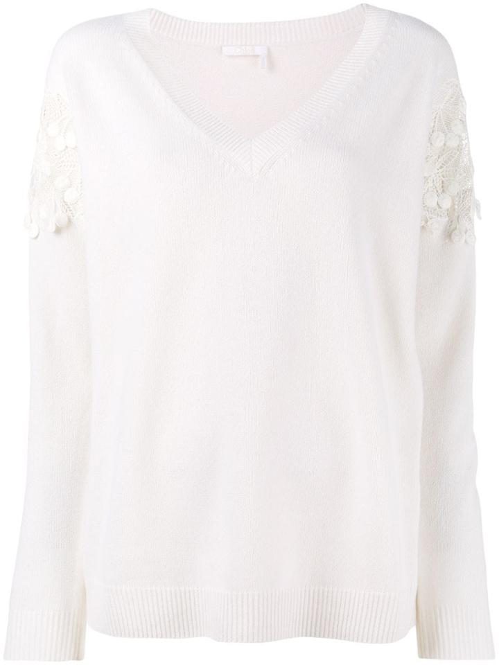 Chloé Cherry Lace Trimmed Jumper - White